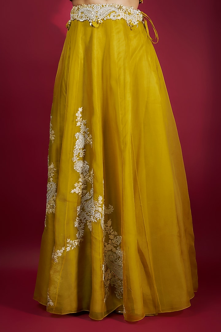 Yellow Silk & Organza Kalidar Skirt Set by Prisho at Pernia's Pop Up Shop