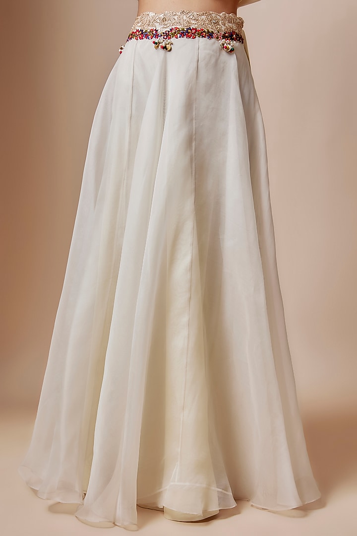 Ivory Organza Dori Embroidered Skirt Set by Prisho at Pernia's Pop Up Shop