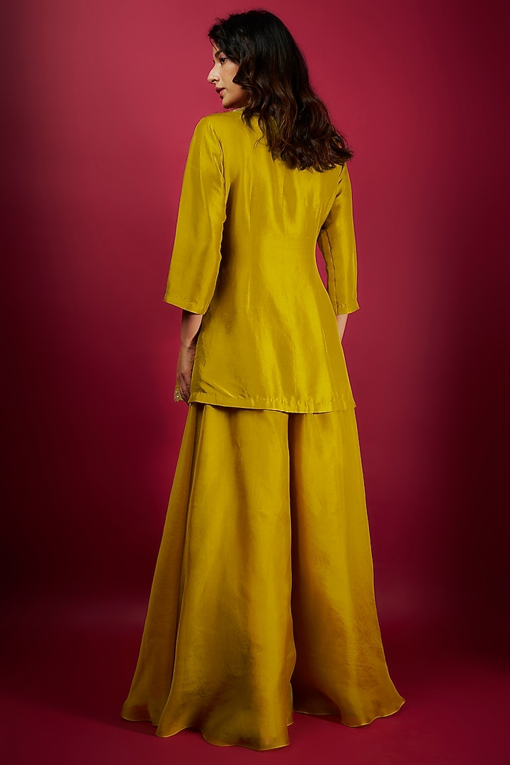 Yellow Organza Wedding Sharara Set by Prisho at Pernia's Pop Up Shop