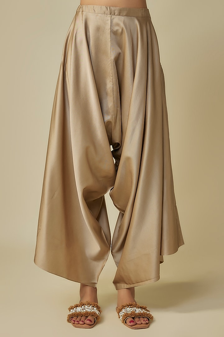 Beige Tissue Dori Work Umbrella Kaftan Set by Prisho at Pernia's Pop Up Shop