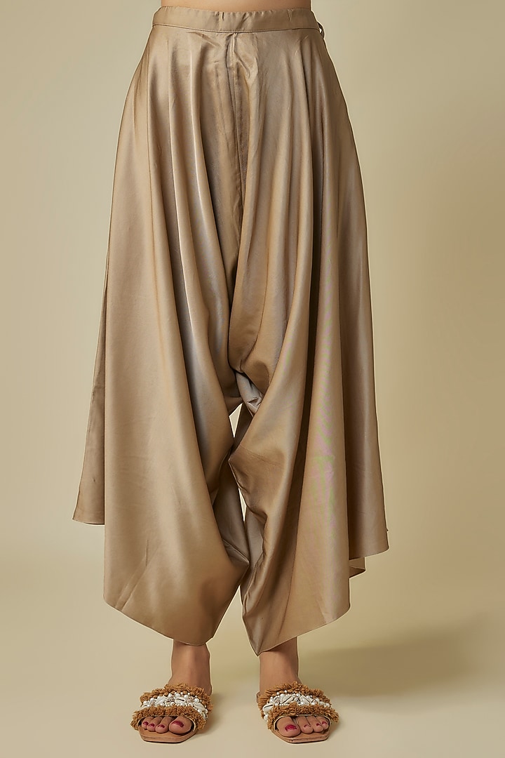 Champagne Tissue Dori Work Umbrella Kaftan Set by Prisho at Pernia's Pop Up Shop