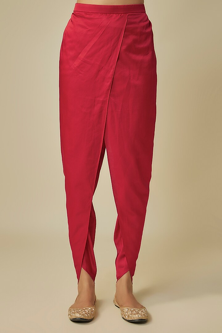 Fuchsia Silk Embroidered Kurta Set by Prisho at Pernia's Pop Up Shop