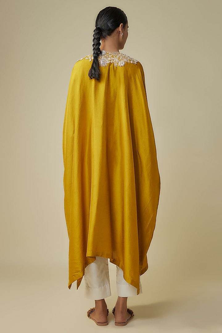Mustard Silk Resham Work Kaftan Set by Prisho at Pernia's Pop Up Shop