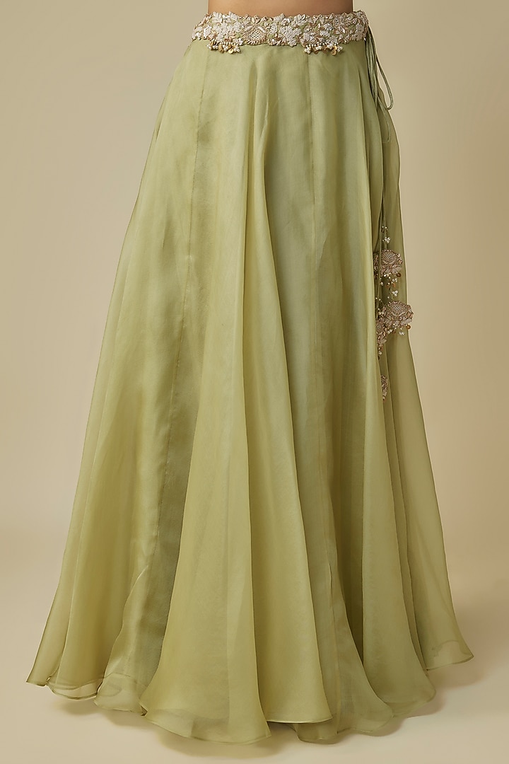 Sage Green Organza Skirt Set by Prisho at Pernia's Pop Up Shop