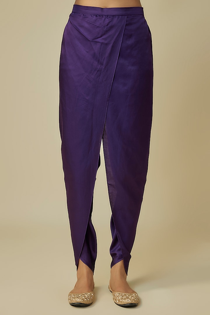 Purple Silk Embroidered Kurta Set by Prisho at Pernia's Pop Up Shop