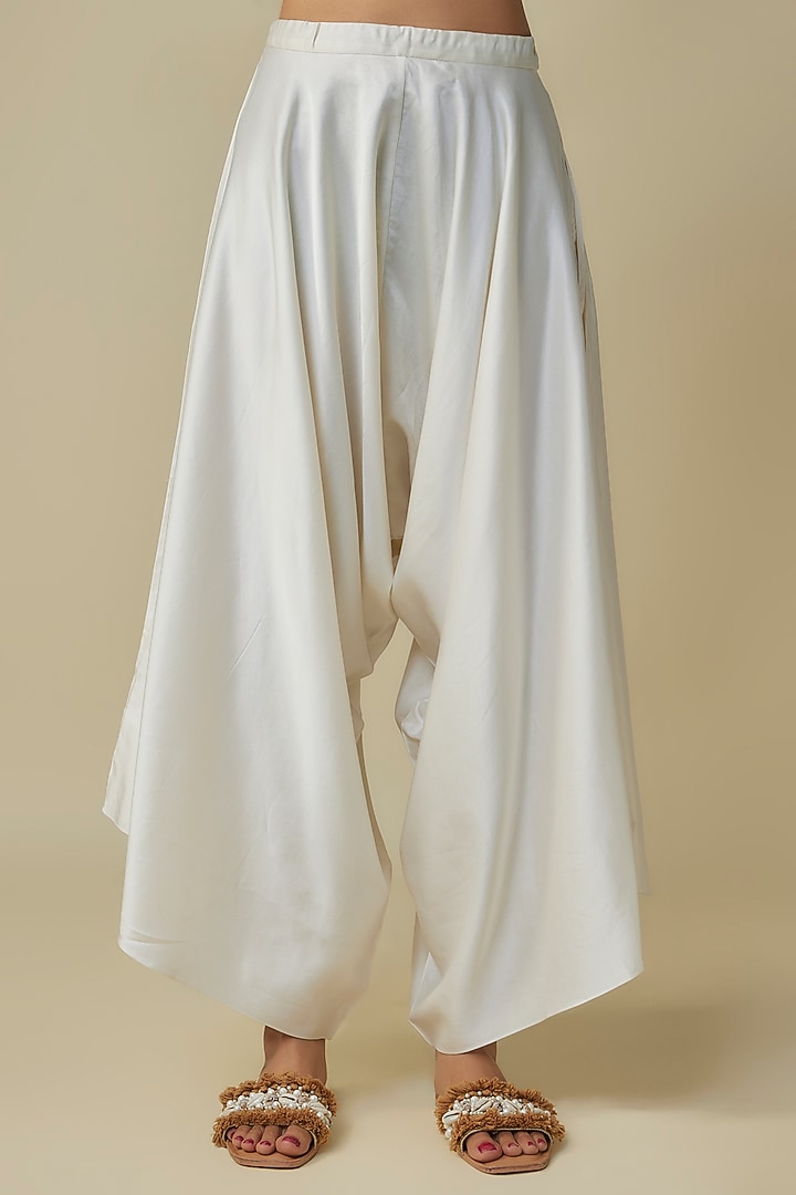 Blue Crushed Silk Resham Work Kaftan Set by Prisho at Pernia's Pop Up Shop