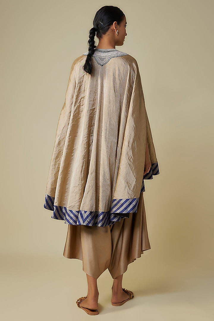 Gold Tissue Dori Work Umbrella Kaftan Set by Prisho at Pernia's Pop Up Shop
