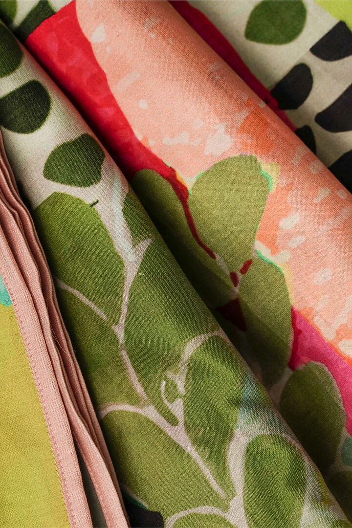 Green Silk Mul Hand Embroidered Scarf by PAYAL SINGHAL ACCESSORIES at Pernia's Pop Up Shop