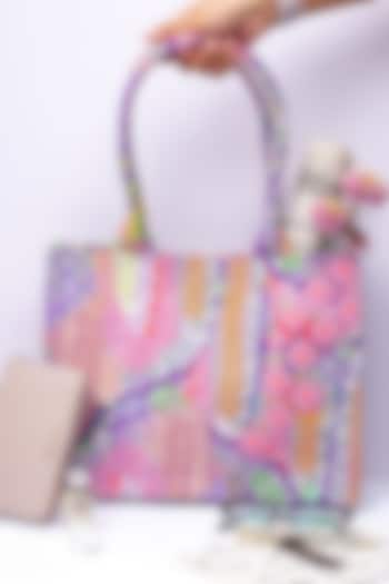 Multi-Colored Printed Small Tote Bag by PAYAL SINGHAL ACCESSORIES at Pernia's Pop Up Shop