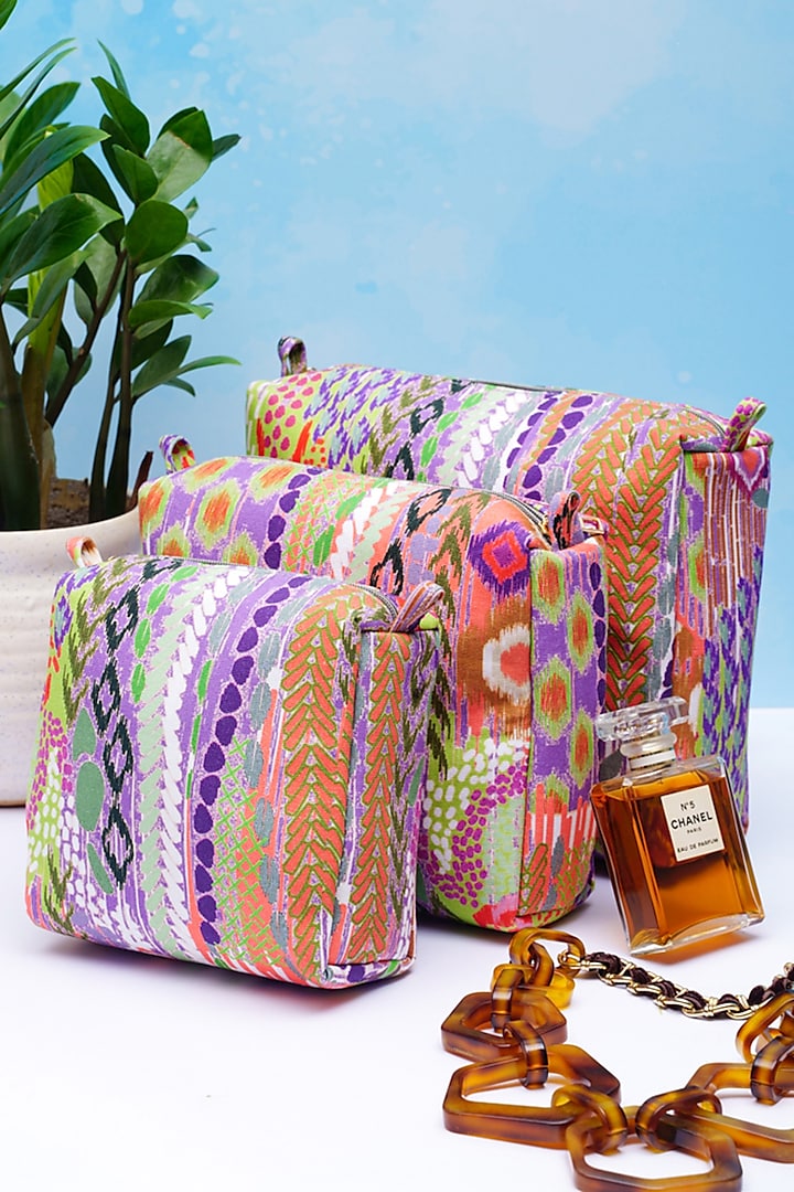 Multi-Colored Printed Vanity Kit Bag (Set of 3) by PAYAL SINGHAL ACCESSORIES