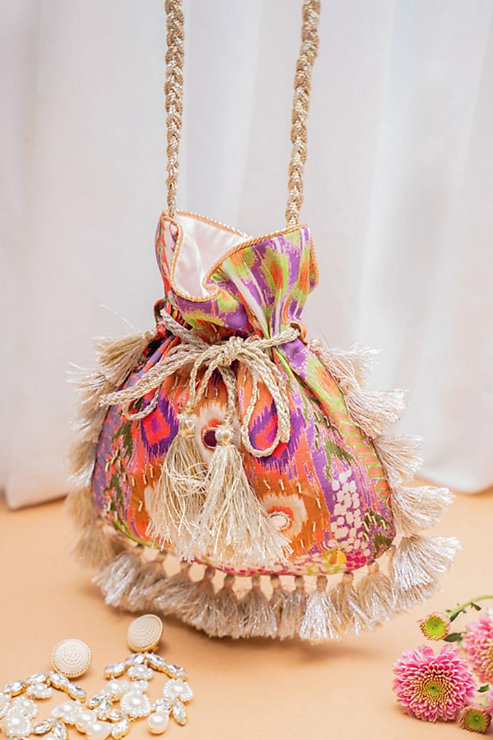 Multi-Colored Printed Potli by PAYAL SINGHAL ACCESSORIES