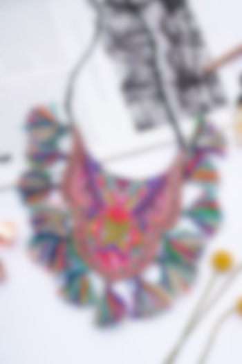 Multi-Colored Tasseled Necklace by PAYAL SINGHAL ACCESSORIES at Pernia's Pop Up Shop