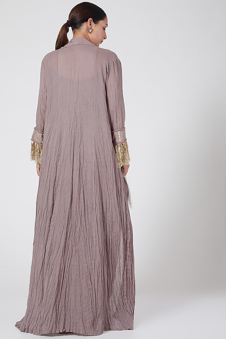 Grey Cotton Vacation Dress With Shrug by Priyanka Singh at Pernia's Pop Up Shop