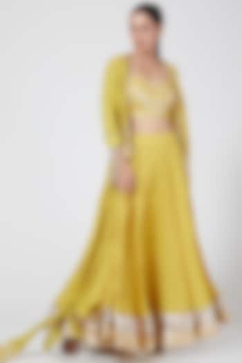 Yellow Skirt Set With Shrug by Priyanka Singh