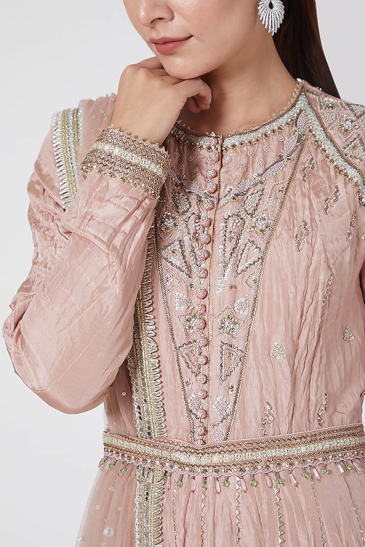 Nude Embroidered Wedding Anarkali Set by Priyanka Singh at Pernia's Pop Up Shop