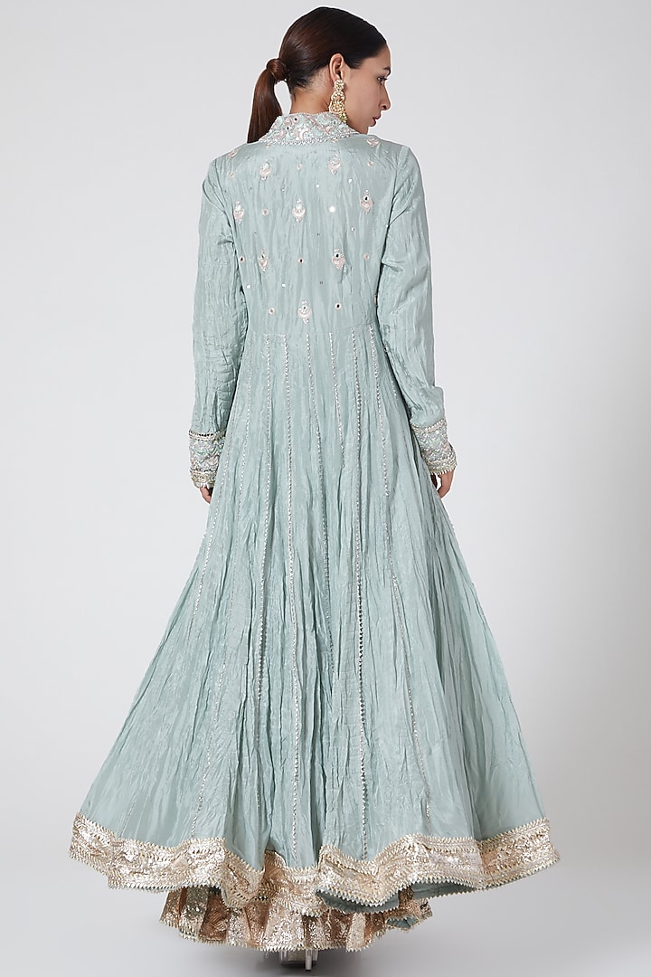 Sky Blue Embroidered Wedding Anarkali Set by Priyanka Singh at Pernia's Pop Up Shop