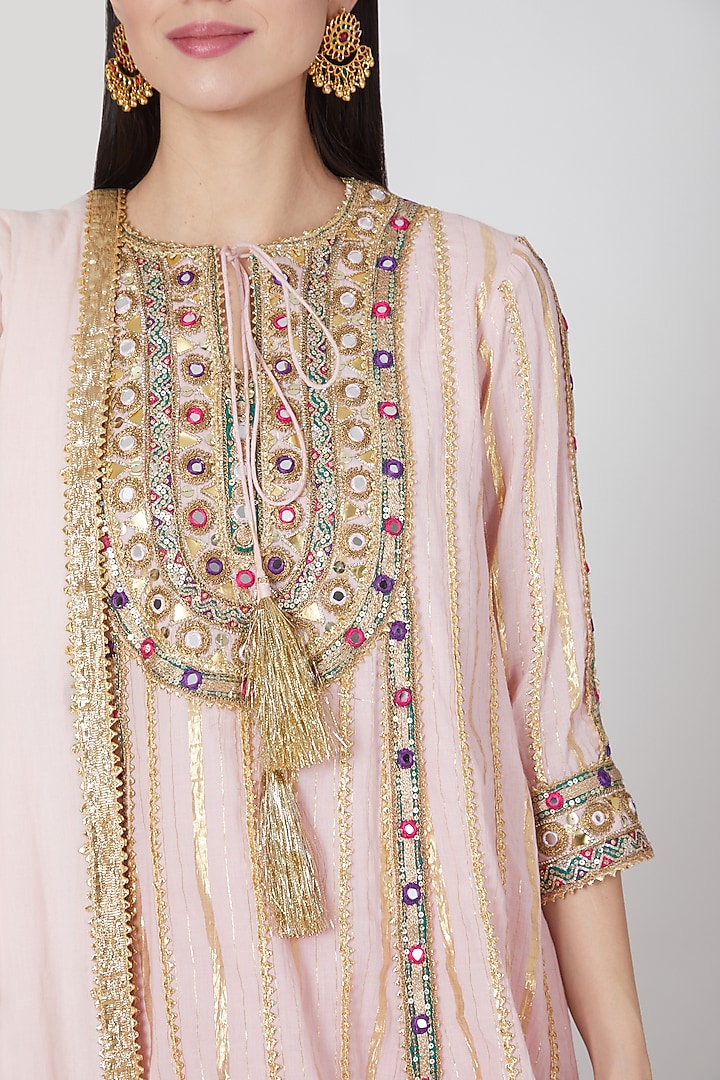 Peach Embroidered Wedding Sharara Set by Priyanka Singh at Pernia's Pop Up Shop
