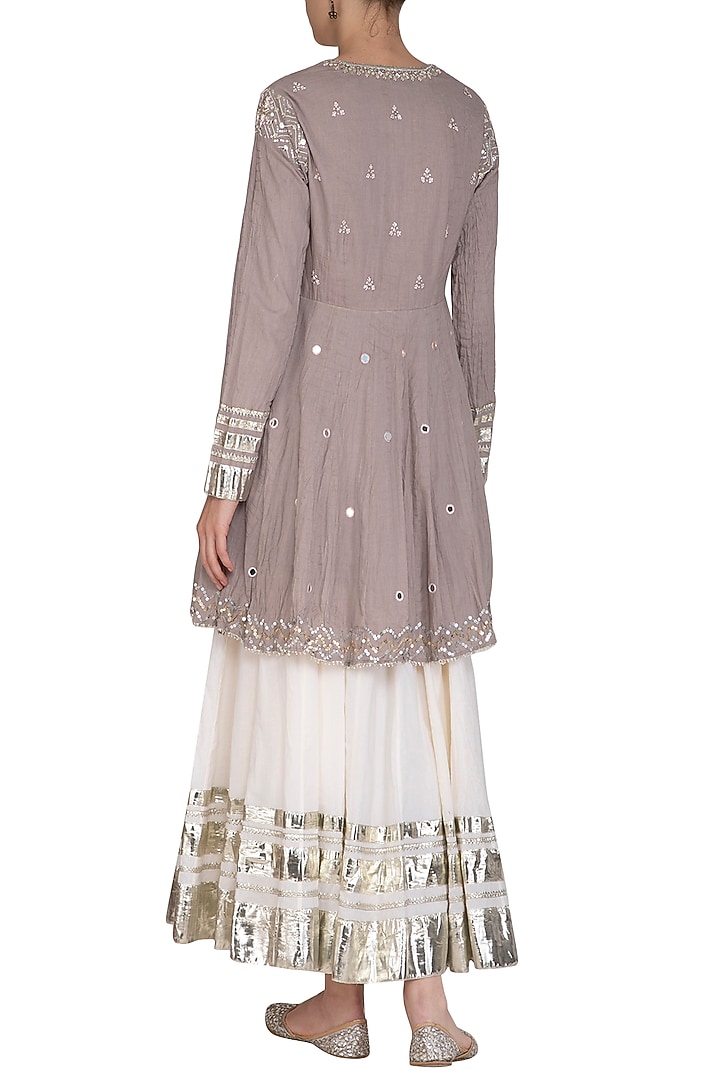 Grey Embroidered Kalidar Wedding Lehenga Set by Priyanka Singh at Pernia's Pop Up Shop