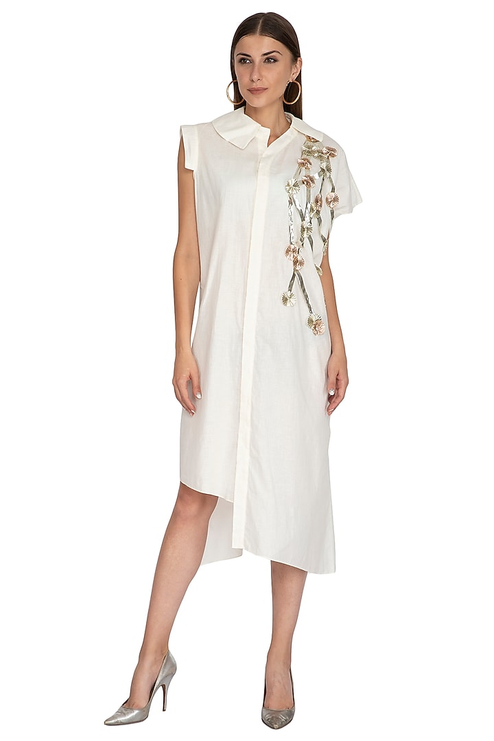 White Embellished Dress by Priyanka Singh