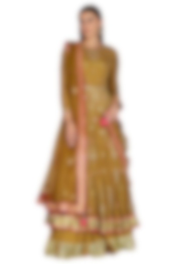 Mustard Yellow Embellished Anarkali Set by Priyanka Singh at Pernia's Pop Up Shop