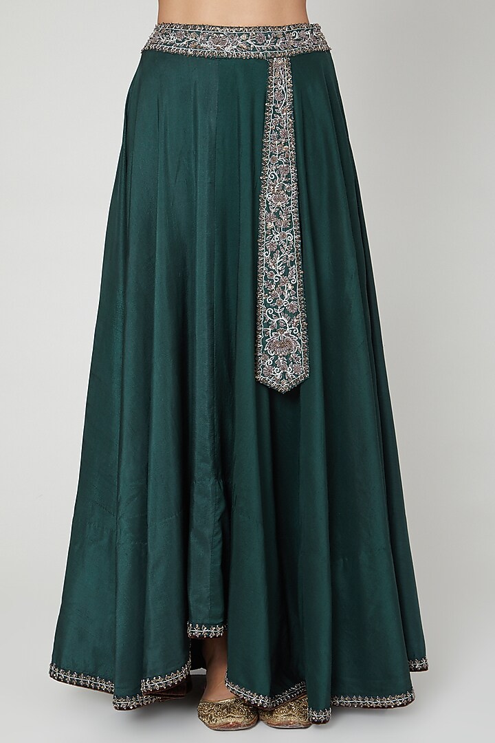 Emerald Green Embroidered Jacket Wedding Lehenga Set by Priyanka Singh at Pernia's Pop Up Shop
