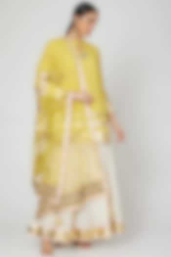 Yellow & Off White Embroidered Gharara Set by Priyanka Singh