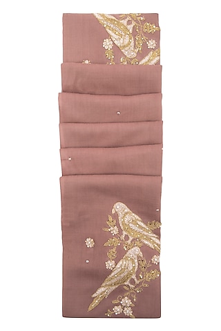 Bronze Zardosi Embroidered Shawl by Priyanka Singh