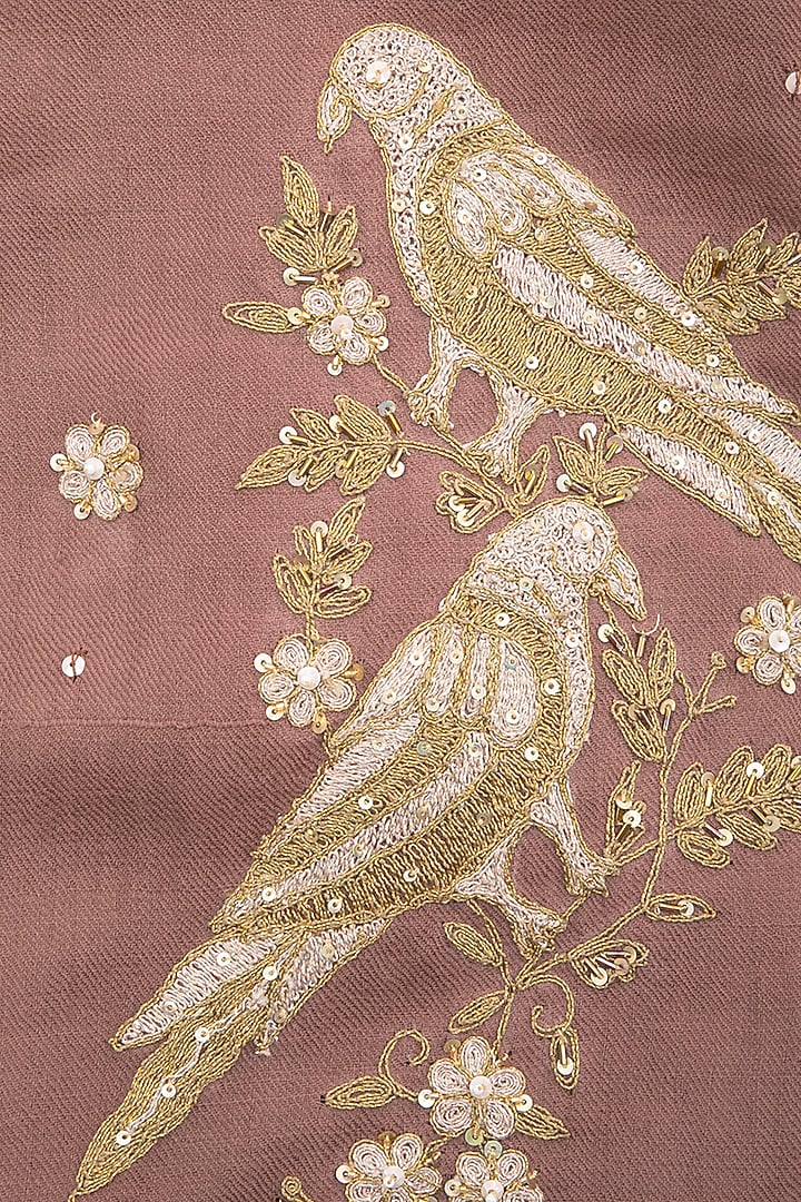 Bronze Zardosi Embroidered Shawl by Priyanka Singh at Pernia's Pop Up Shop