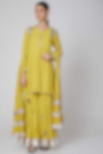 Yellow Cotton Gharara Set by Priyanka Singh