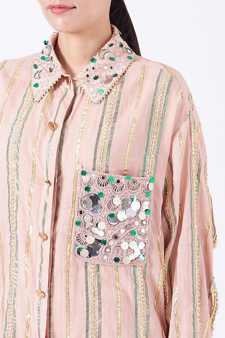 Peach Embroidered Co-Ord Set by Priyanka Singh at Pernia's Pop Up Shop