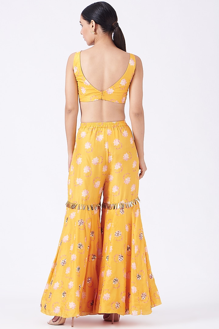 Citrus Yellow Embroidered Gharara Set by Priyanka Singh at Pernia's Pop Up Shop