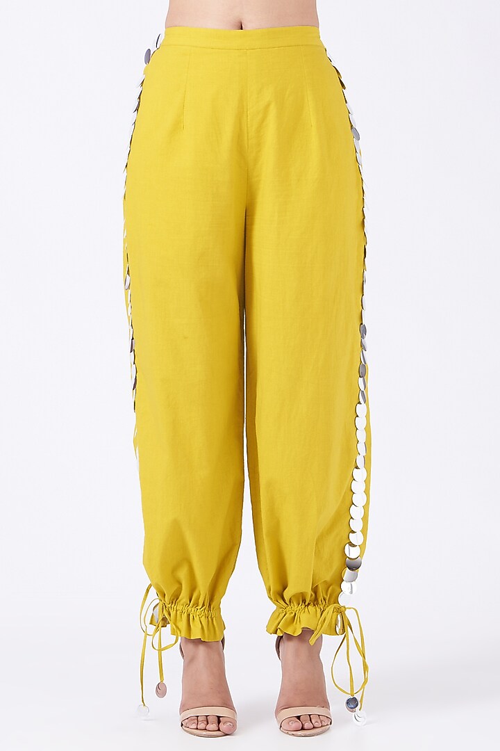 Dandelion Yellow Cotton Pant Set by Priyanka Singh at Pernia's Pop Up Shop