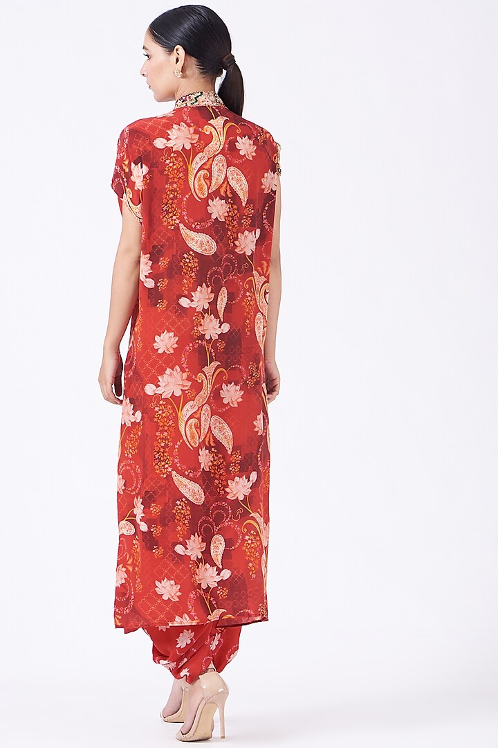 Brownish Red Crepe Tunic Set by Priyanka Singh at Pernia's Pop Up Shop