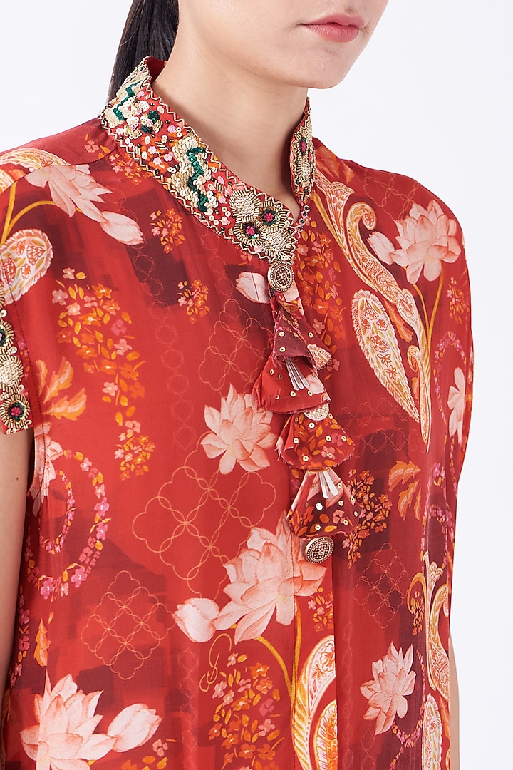 Brownish Red Crepe Tunic Set by Priyanka Singh at Pernia's Pop Up Shop