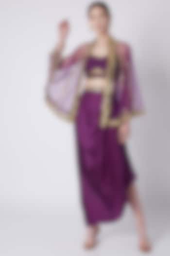 Purple Embroidered Skirt Set by Preeti S Kapoor