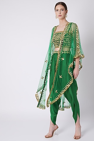 Emerald Green Embroidered Dhoti Set by Preeti S Kapoor