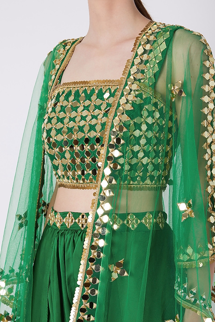 Emerald Green Embroidered Dhoti Set by Preeti S Kapoor at Pernia's Pop Up Shop