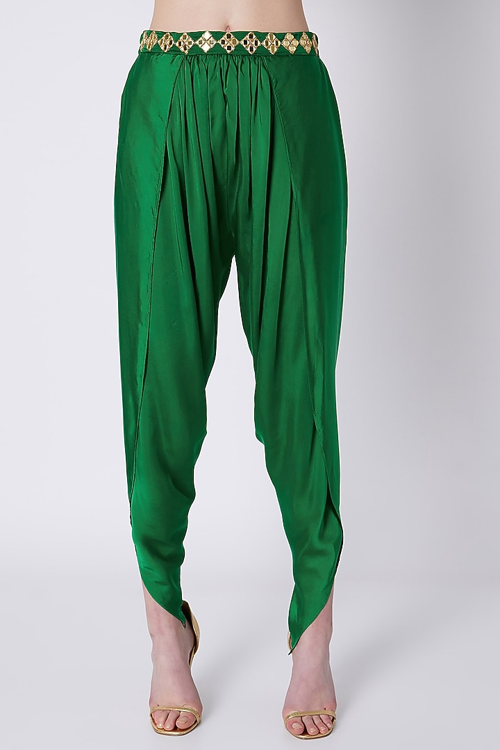 Green & Red Embroidered Dhoti Set by Preeti S Kapoor at Pernia's Pop Up Shop