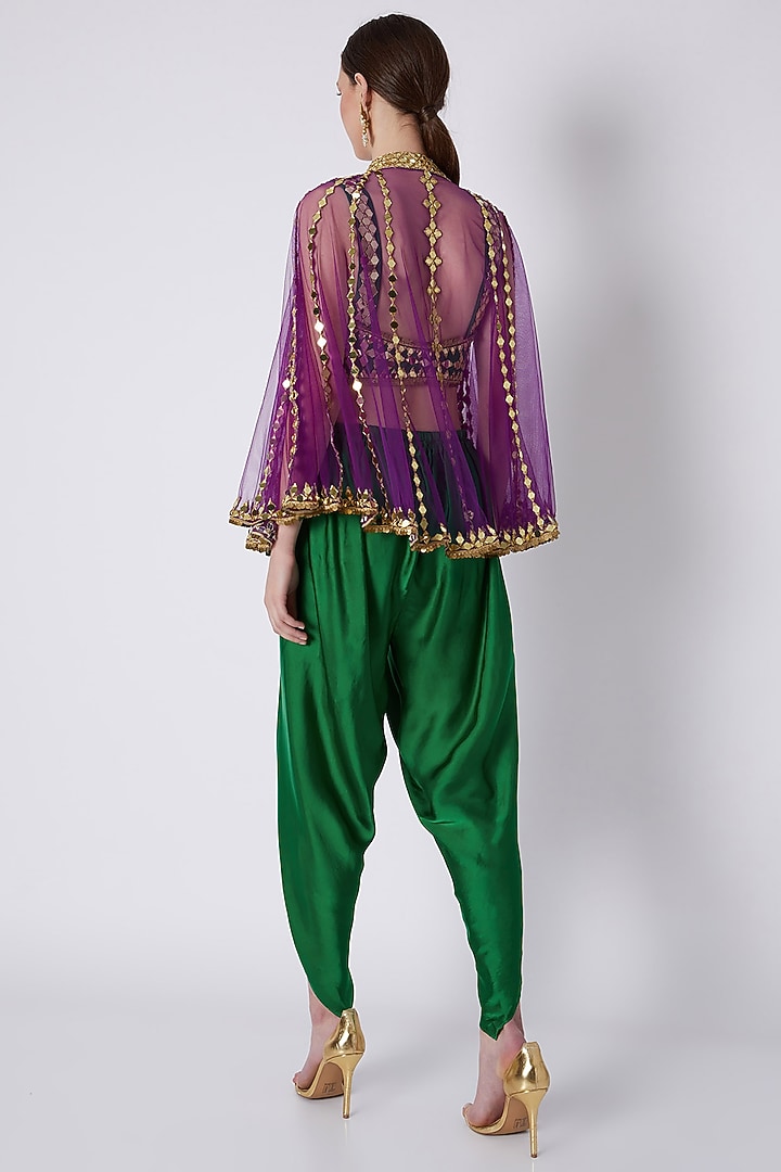 Green & Purple Embroidered Dhoti Set by Preeti S Kapoor at Pernia's Pop Up Shop