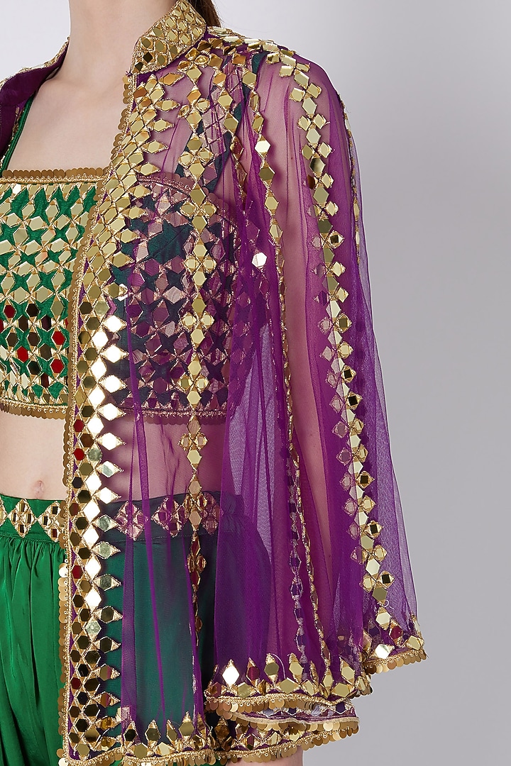 Green & Purple Embroidered Dhoti Set by Preeti S Kapoor at Pernia's Pop Up Shop