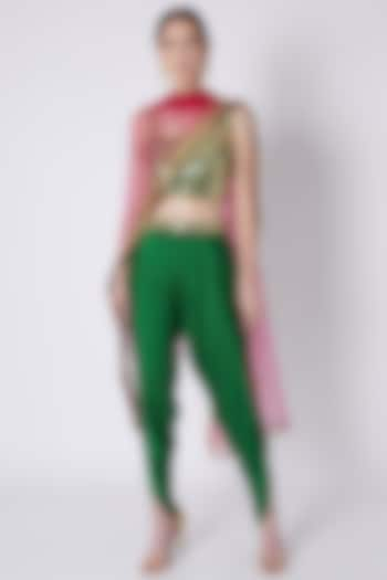 Green & Fuchsia Embroidered Dhoti Set by Preeti S Kapoor at Pernia's Pop Up Shop