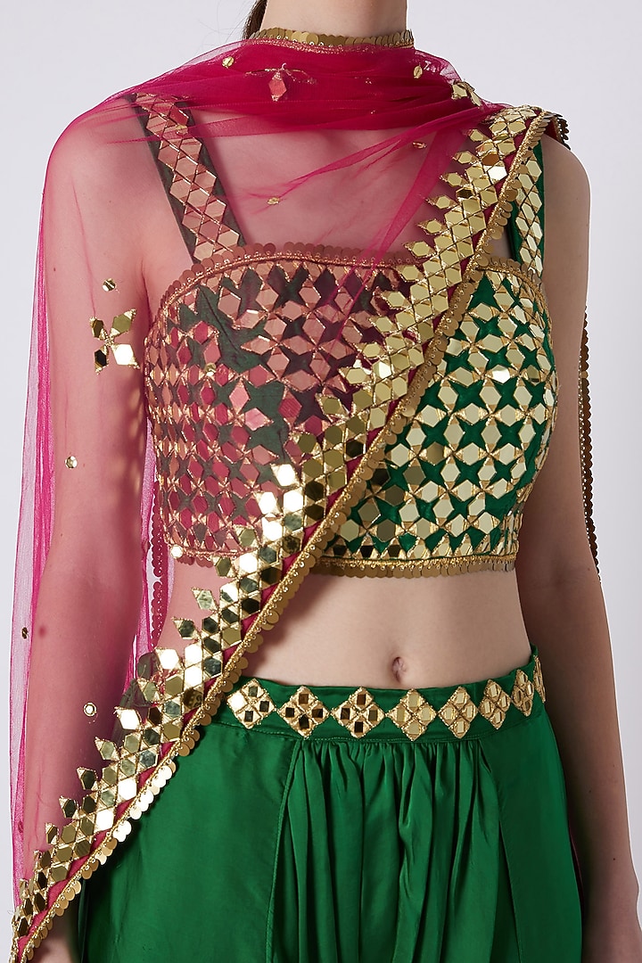 Green & Fuchsia Embroidered Dhoti Set by Preeti S Kapoor at Pernia's Pop Up Shop