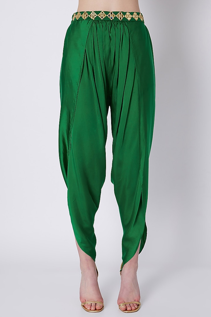 Green & Purple Embroidered Dhoti Set by Preeti S Kapoor at Pernia's Pop Up Shop