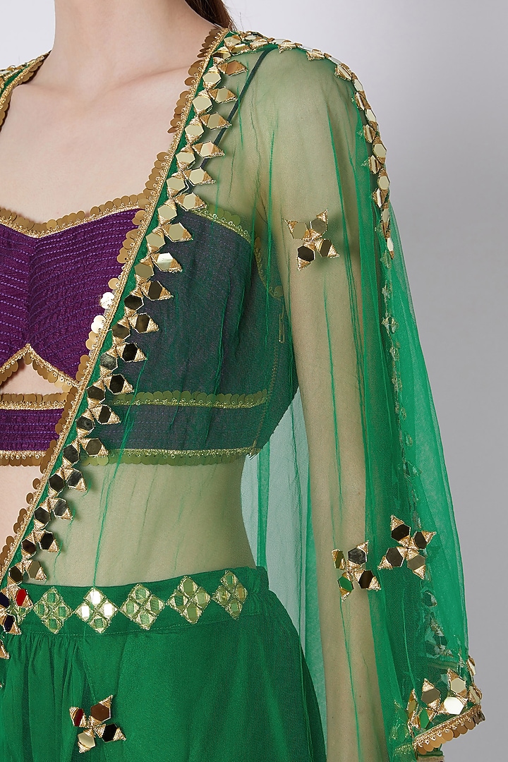 Green & Purple Embroidered Dhoti Set by Preeti S Kapoor at Pernia's Pop Up Shop