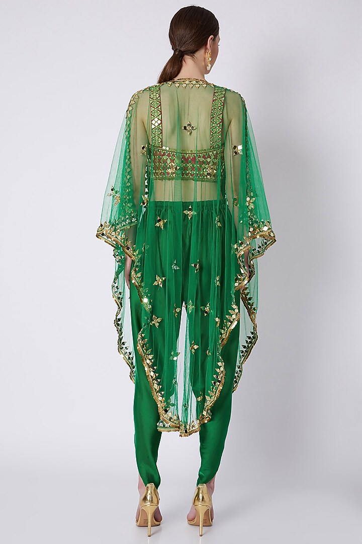 Red & Green Embroidered Dhoti Set by Preeti S Kapoor at Pernia's Pop Up Shop