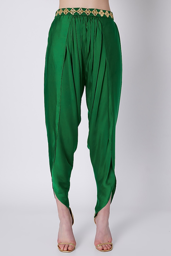 Red & Green Embroidered Dhoti Set by Preeti S Kapoor at Pernia's Pop Up Shop