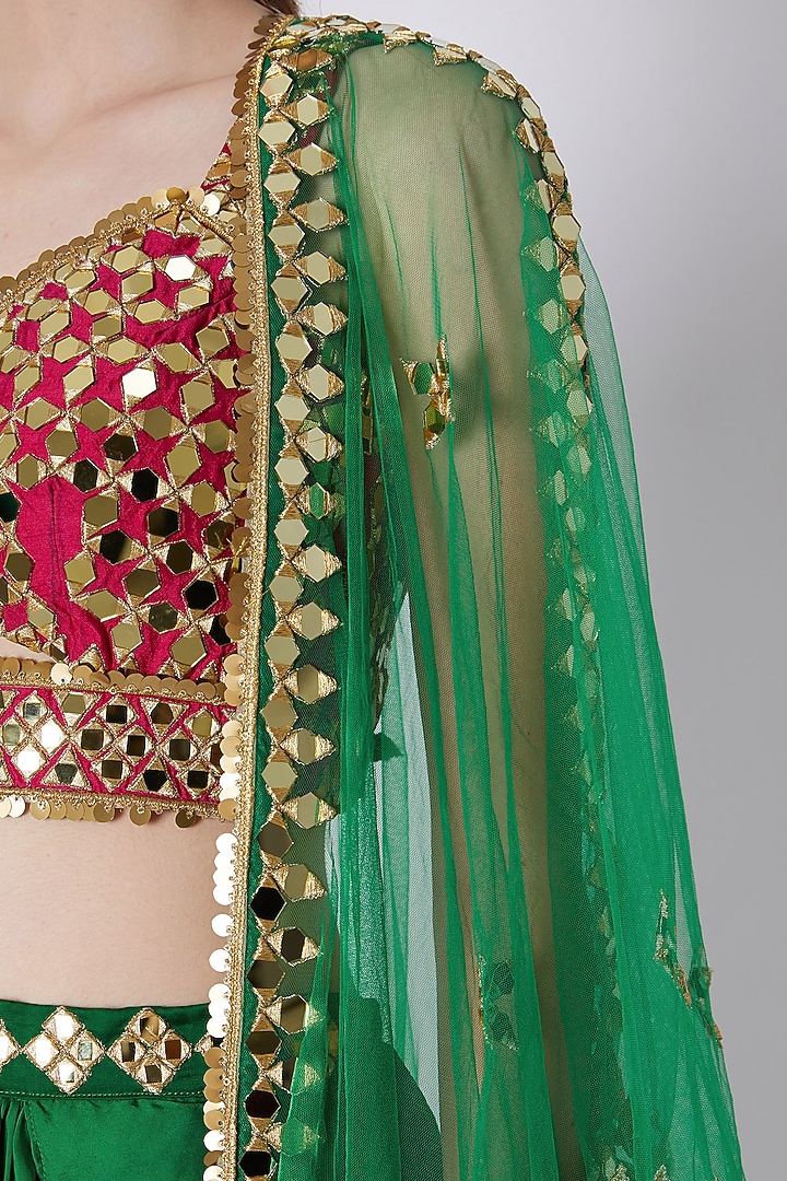 Red & Green Embroidered Dhoti Set by Preeti S Kapoor at Pernia's Pop Up Shop