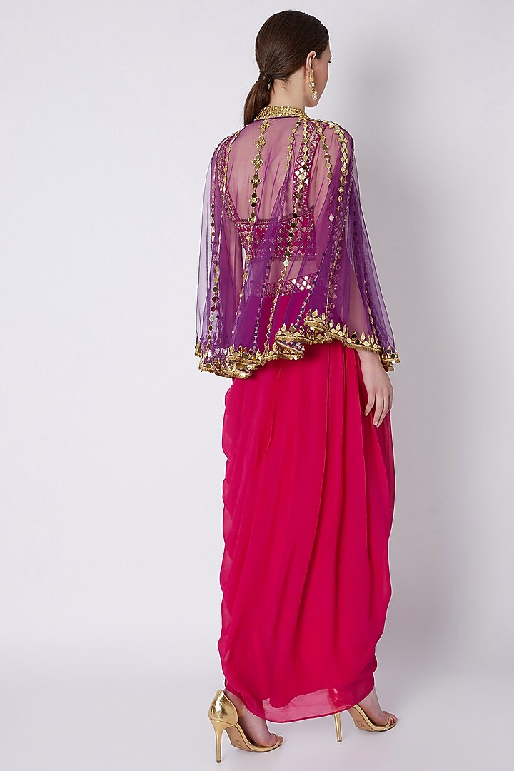 Fuchsia Georgette Embroidered Skirt Set by Preeti S Kapoor at Pernia's Pop Up Shop