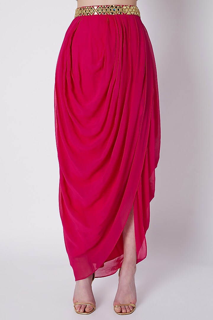 Fuchsia Georgette Embroidered Skirt Set by Preeti S Kapoor at Pernia's Pop Up Shop