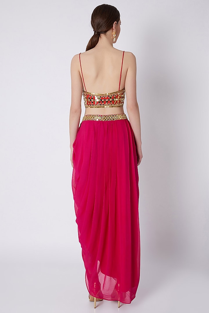 Fuchsia Embroidered Skirt Set by Preeti S Kapoor at Pernia's Pop Up Shop